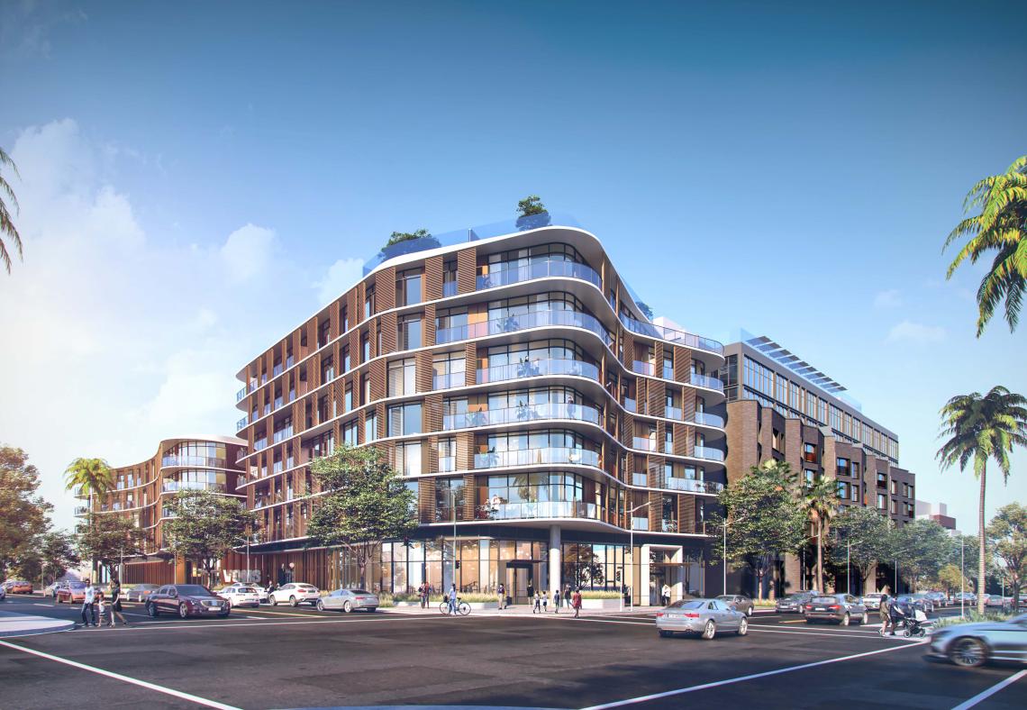 View of Veil lifts for new apartments at 710 Broadway in Downtown Santa Monica ...